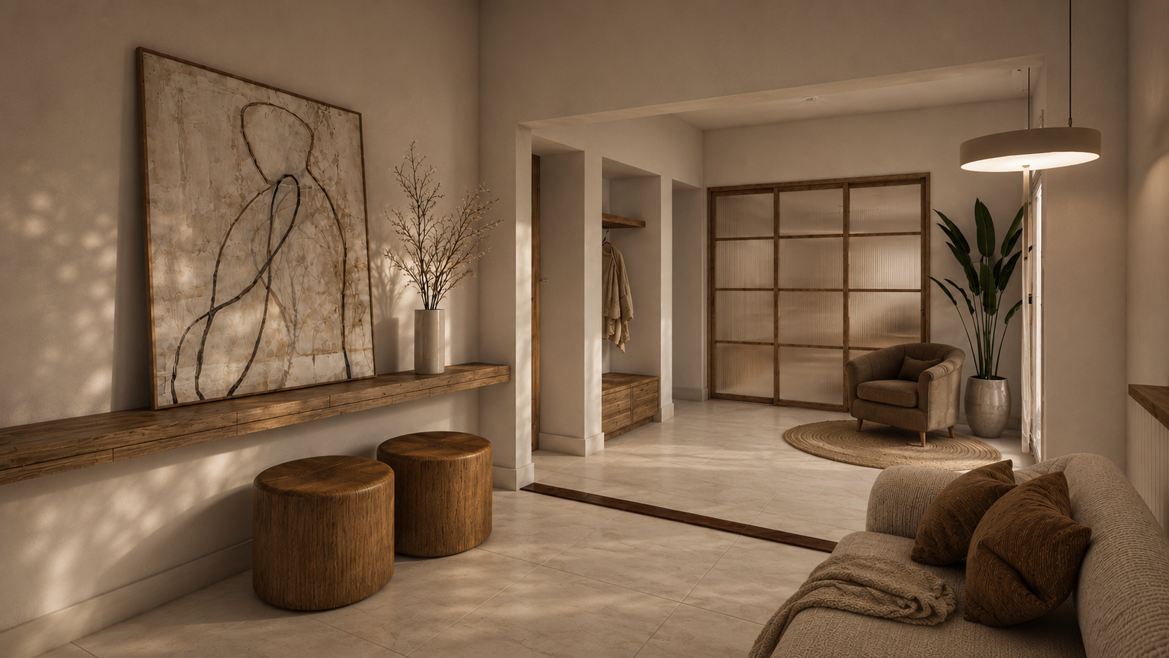 Ingreso living - Diseño por Bianchi Estudio